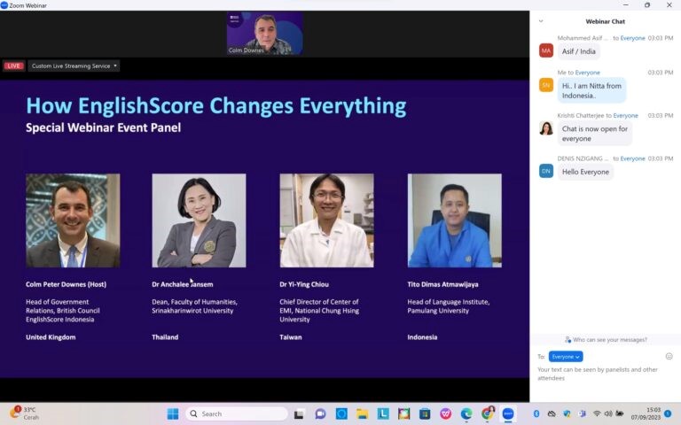 Webinar Internasional dengan EnglishScore British Council