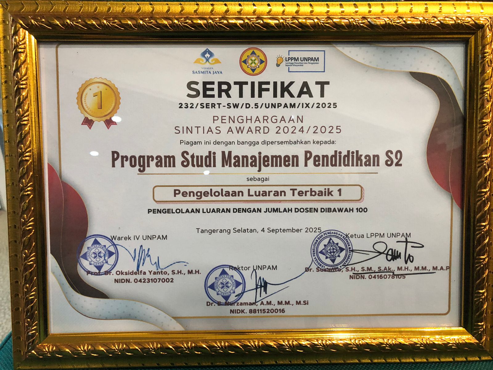 SERTIFIKAT PENGELOLAAN LUARAN TERBAIK