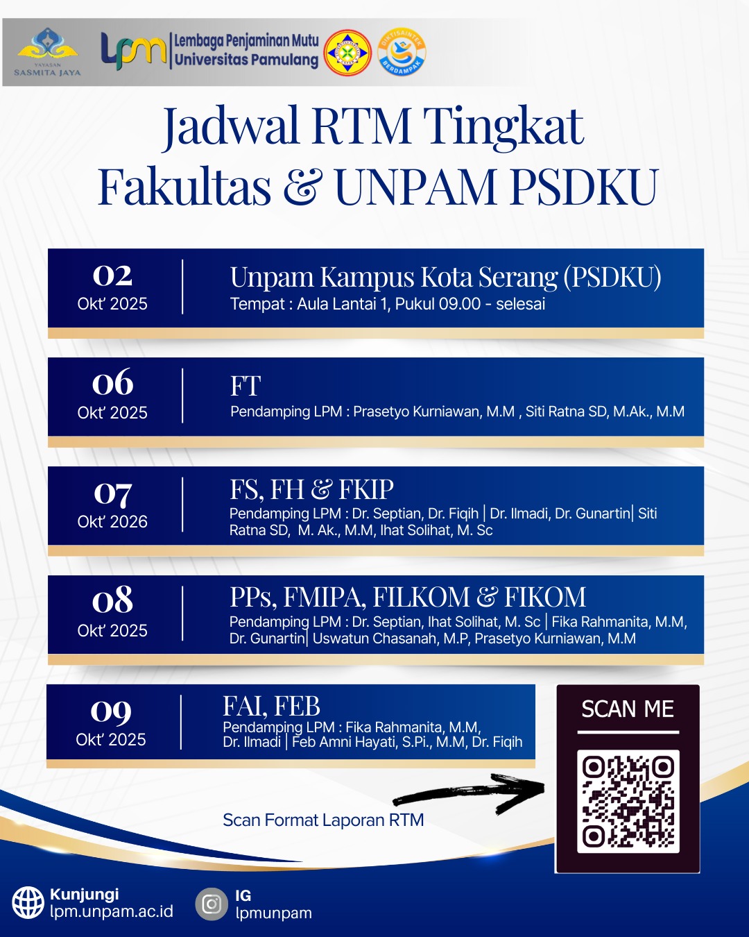 Jadwal Pelaksanaan RTM Fakultas