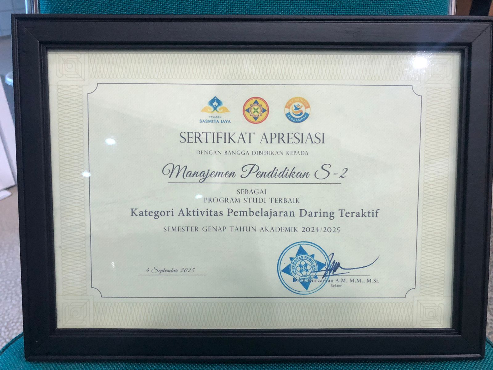 SERTIFIKAT KATEGORI PEMBELAJARAN DARING TERAKTIF
