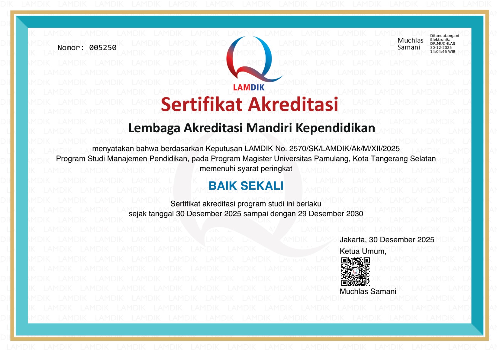 Sertifikat Akreditasi MP S2