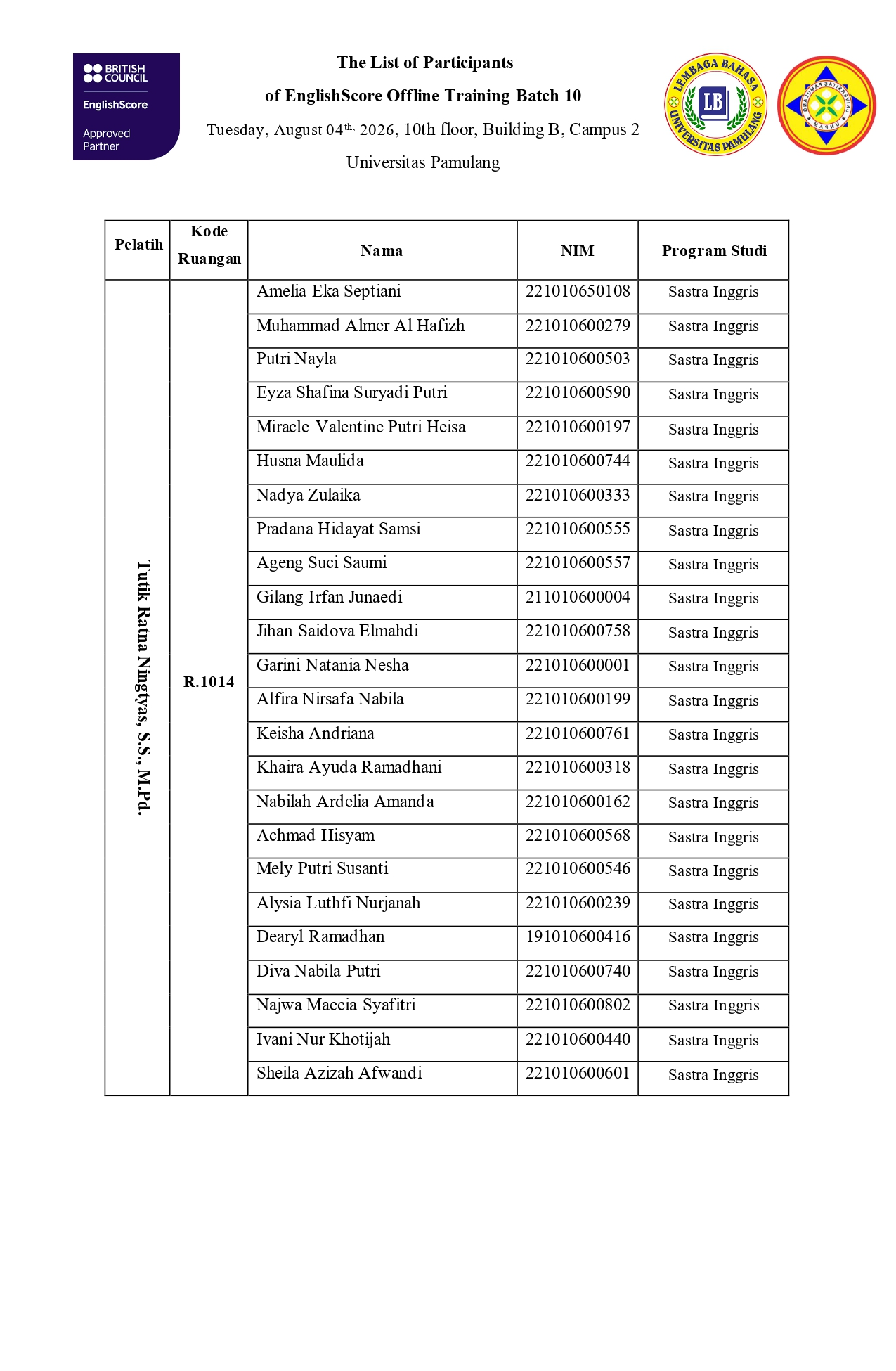 TOEFL ITP Event
