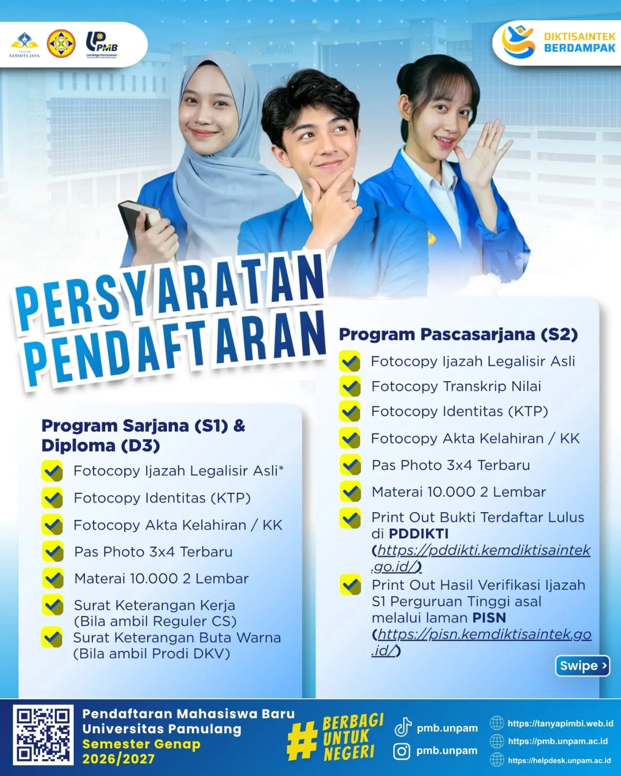 Informasi PMB UNPAM Semester Genap 2026/2027 - 2